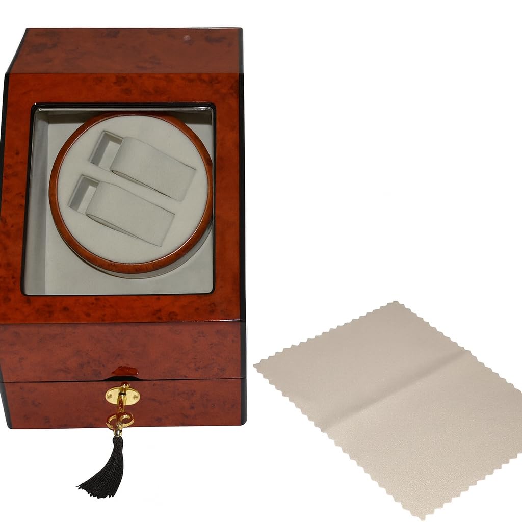 Carica Orologi Automatici Watch Winder 2 Orologi + 3 Supporti – Scatola Porta Orologi Elegante in Legno con Rotore Silenzioso, Movimento Automatico, Custodia Espositore Orologi da Collezione