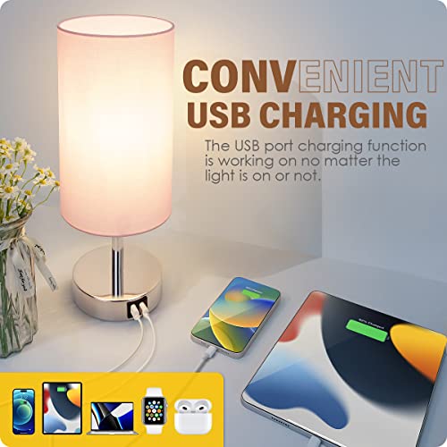 image for Yarra-Decor Bedside Lamp with USB Port - Touch Control Table Lamp for 
