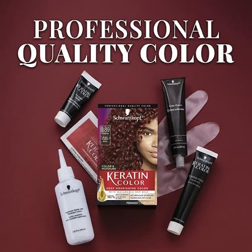 Schwarzkopf Keratin Color, Color & Moisture Permanent Hair Color Cream, 9.89 Crimson #TOP2