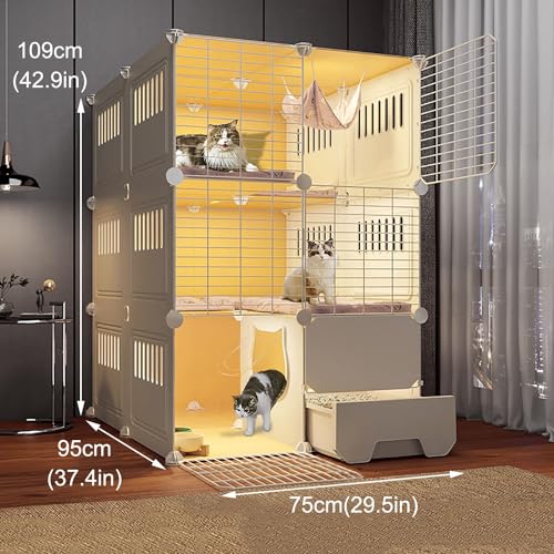 Cage à chat extra large avec grand espace d'exercice pour chat d'angle