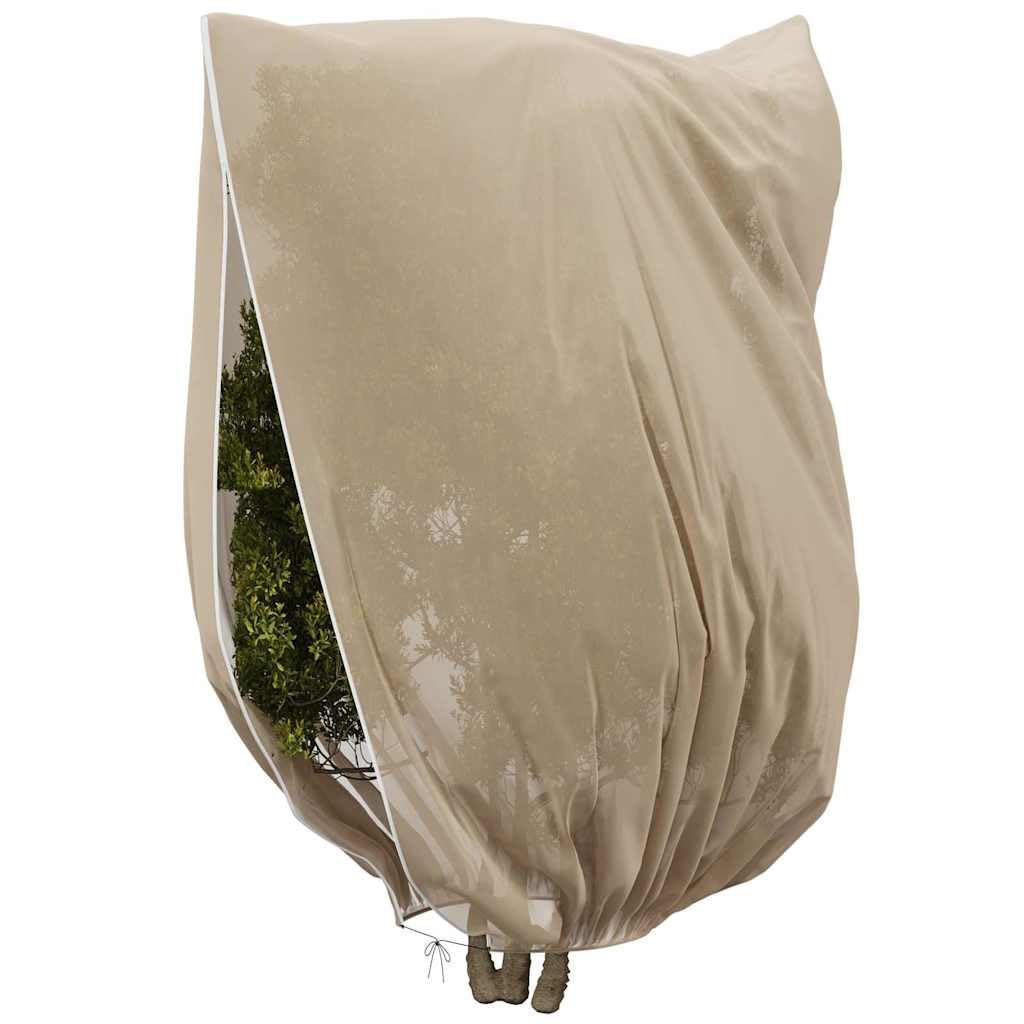 Winterschutz für Pflanzen Beige Vliesstoff 2,4 x 2 m mit Reißverschluss Kordelzugverschluss Wiederverwendbar für Garten Terrasse Außenbereich Schutz Pflanzenpflege Zubehör