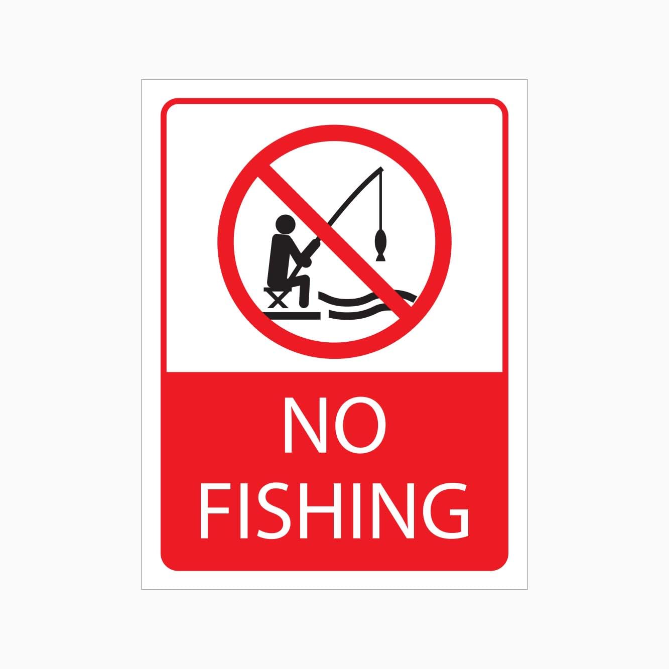 NO FISHING Sign, 12x8 Metal Tin Sign, fishing ban for public water areas.