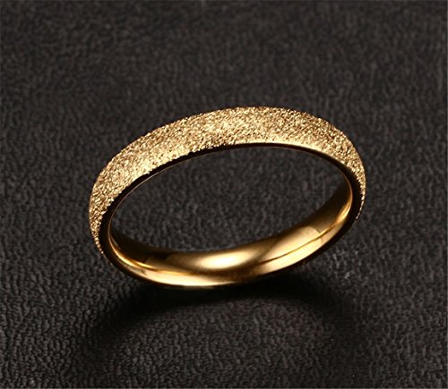 Fashion Month Womens 3mm Stainless Steel Sand Blast Finish IP 18k Gold Wedding Band Engagement Ring Domed Comfort Fit4