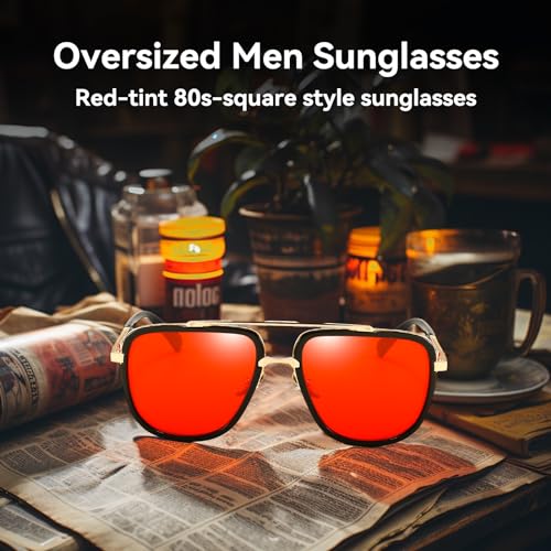 Dollger Oversized Square Aviator Sunglasses for Men Pilot Shades Gold Frame Retro Sun Glasses2