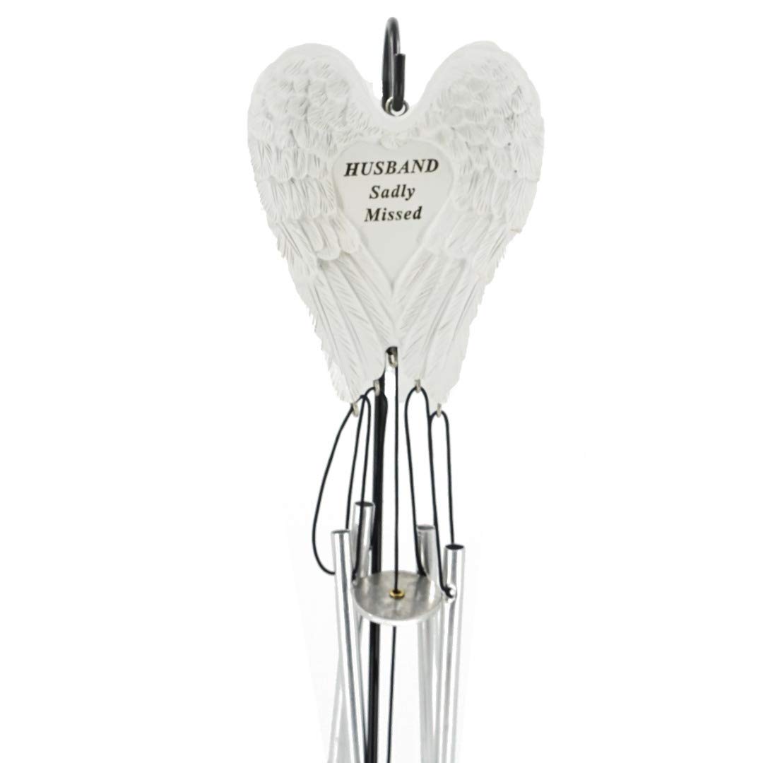 Angraves White Husband Sadly Missed Guardian Angel Wings Graveside Memorial Wind Chime