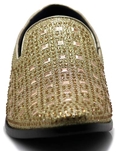 Image of SPK11 Men's Vintage Fashion Rhinestone Designer Dress Loafers Slip On Shoes Classic Tuxedo Dress Shoes