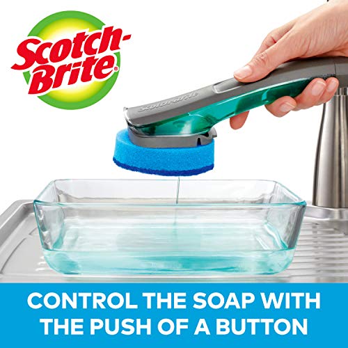 Image of Scotch-Brite Kitchen Cleaning & Dish Washing Starter Kit: Non-Scratch Scrub Sponge (6 Pack) + Non-Scratch Advanced Soap Control Dishwand + Glass and Water Bottle Brush