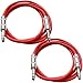 Seismic Audio Speakers TRS Male Â¼â€ to TRS Male Â¼â€ Patch Cable, 6 Foot Balanced Cord, Pack of 2, Red