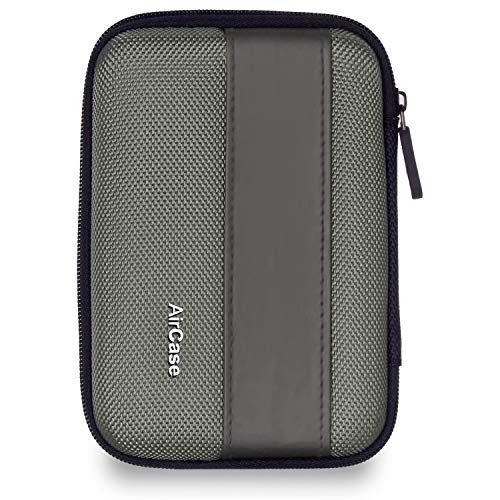 Image of AirCase AP-HDC External Hard Drive Case for 2.5-Inch Hard Drive (Gray) & C41- Earphone Case Pouch & Travel Organizer for Earphone, Pen Drives, Memory Card, Data Cable (Red Zip)