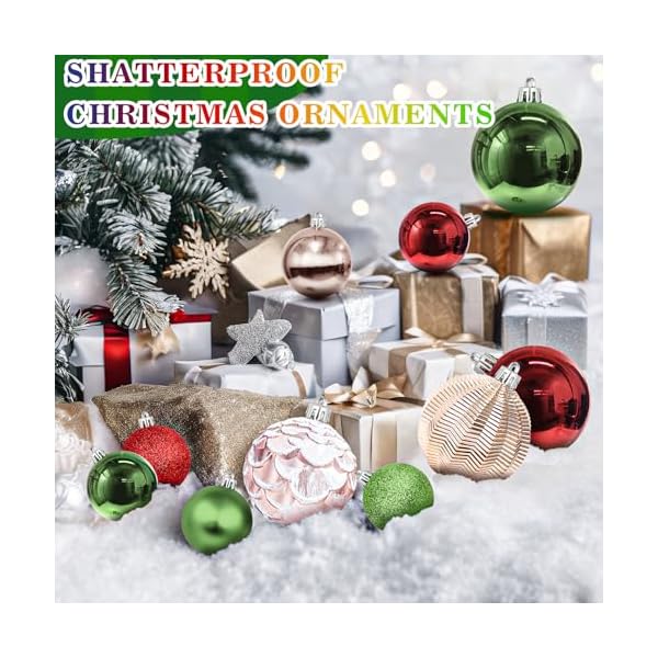 Christmas tree ornaments 68pcs shatterproof christmas balls decorations set xmas decorative hanging ornaments for christmas tree wreath garland party home office holiday decor gold green red  urban country home decor