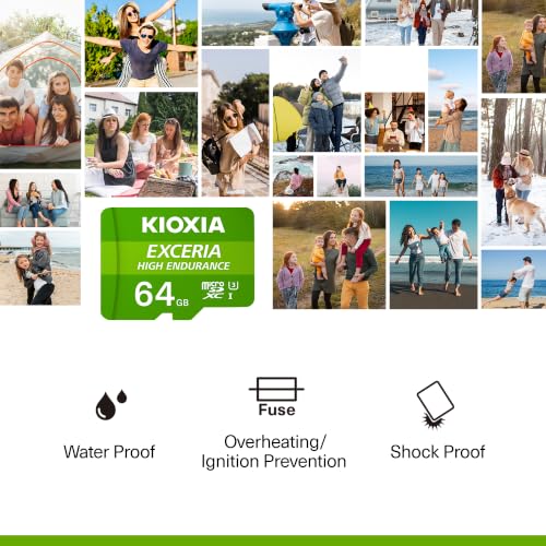 Image of KIOXIA EXCERIA HIGH Endurance G2 64GB microSDXC /Micro SD Card for Dash Cam, CCTV & Surveillance - C10, U3, V30, 4K UHD, Made in Japan | 100MB /s Read, 50MB /s Write | 3-Yr Warranty