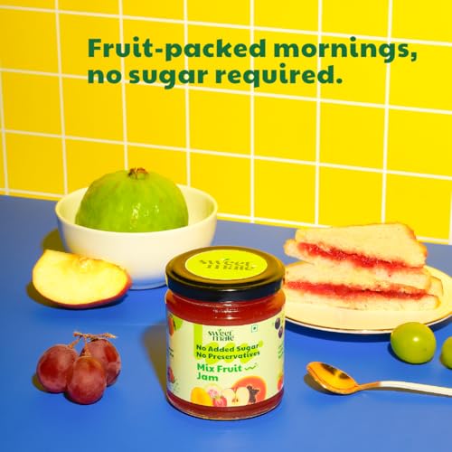 Image of Sweetmate Mix Fruit Jam for Kids and Adults - (220g) | 100% Pure No Added Sugar | With Real Fruit Pulp | Naturally Sweetened | Diabetic and Keto Friendly | Delicious Jam (Pack of 2)