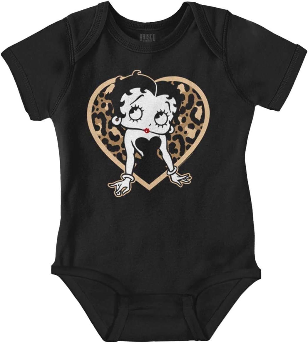 Brisco Brands Betty Boop Leopard Print Heart Baby Bodysuit Jumper Girls