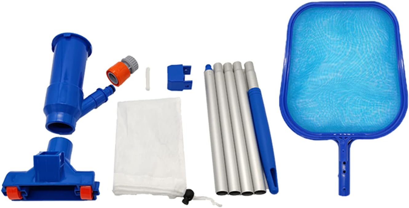 Pool Cleaning Kit,Pool Vacuum Cleaner Skimmer Net with Fine Mesh Netting Cleaning Tool Maintenance Set,for Swimming Pool Pond Fountain Cleaning, Leaves, Dirt And Sand