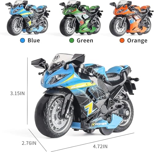 Image of FEXXA Police Motorcycle Toy - Pull Back Motorcycle Toys, Tiny Gift with Music Lighting, Latte Motorcycles Toy for Kids Boys Age 3-8 Year Old [Multicolor] (NEW Sport Bike-Orange)