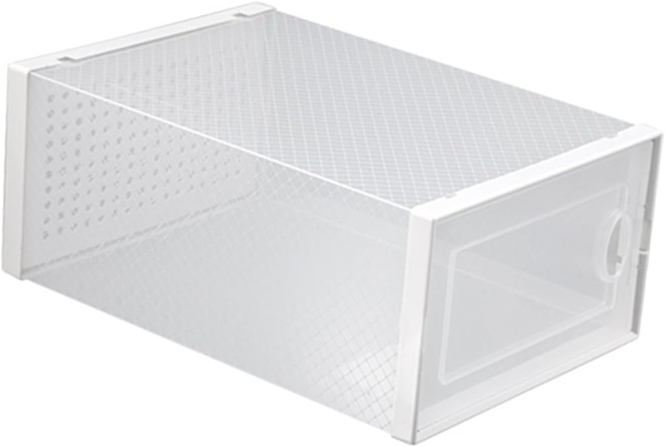 KALLORY Overlapping Shoes Organizer Shoes Case Household Container with Transparent Cover Stackable Shoe Storage Box for Sneakers Sandals Slippers Sports Shoes 12.99 X 9.05 X 5.51 in