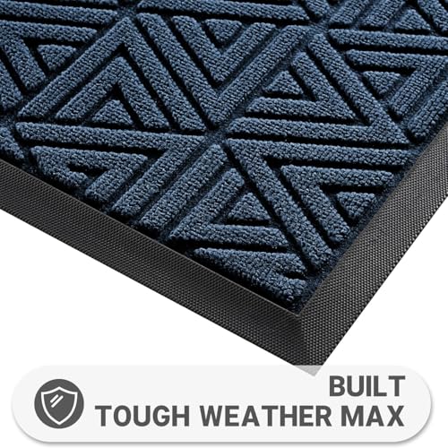 Yimobra Door Mat Outdoor Entrance, Heavy Duty Durable Front Welcome matt for Outside Home Entry, Doormat for Back Patio Floor Porch Garage Office, Low Profile, Easy Clean, Waterproof, 43x75 cm, Blue