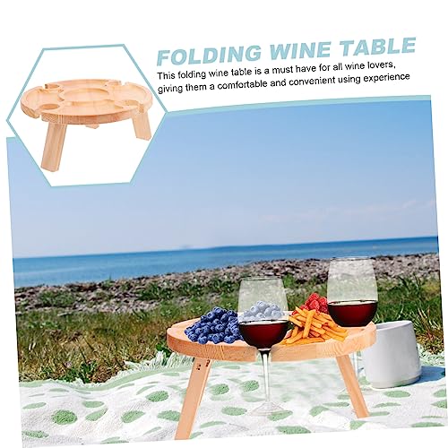 Table pliante ronde avec support vin pour camping portable - 6