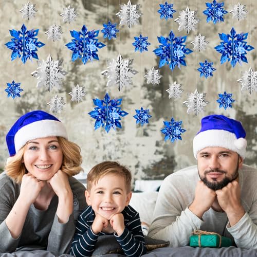Image of Snowflake Decorations, Paper Christmas Hanging Decor Indoor, 24-Pc