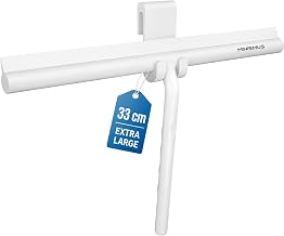 Minismus Silicone Shower Squeegee, No Drilling Bathroom - 33cm White Hook