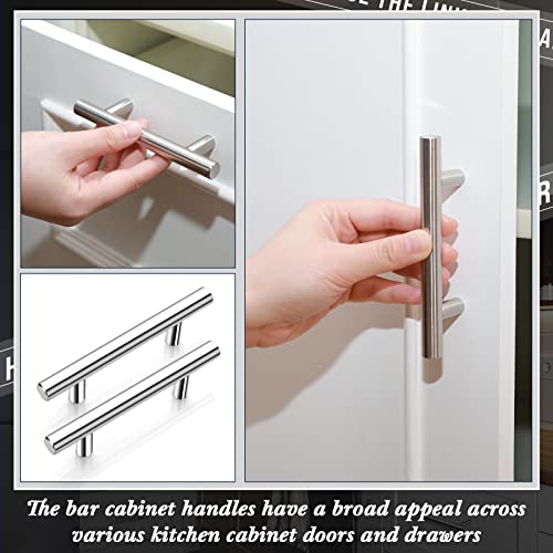 100 Pieces 3 Inches Hole Center Cabinet Pulls Cabinet Handles Stainless Steel Drawer Handles 5 Inch Length Cupboard Handles For Kitchen Dresser Bar (Brushed Silver) #TOP2