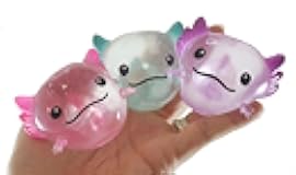 3 Axolotl Splat Ball - Water Filled Splat Stress Ball - Throw to Make it Splat and Watch it Come Back