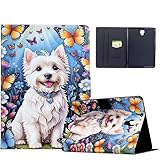 DayQiQiPu Housse pour Samsung Galaxy Tab S3 SM T820/T825 (9,7 Pouces) Étui de Protection léger et Fin à Rabat Motif Chien Blanc Coque avec Support e Auto Veille/Réveil, 05