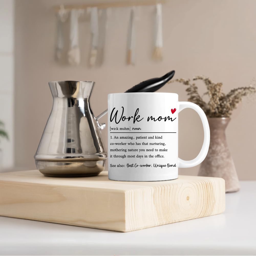 Work Mom 11oz Double-Sided Ceramic Mug, Funny Definition Coffee Mug for Women, Work Mom Gifts for Coworker Female Leader Lady, Christmas Office Thanksgiving Gifts for Working Mother Wife Auntie - Image 4