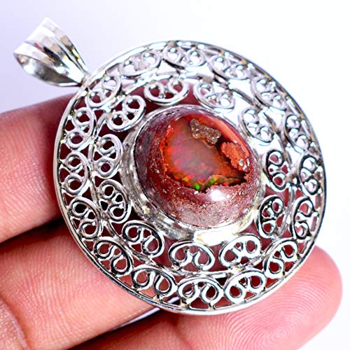 Ravishing Impressions Mexican Fire Opal Gemstone 925 Solid Sterling Silver Pendant Beautiful Handmade Jewelry For Girls #TOP3