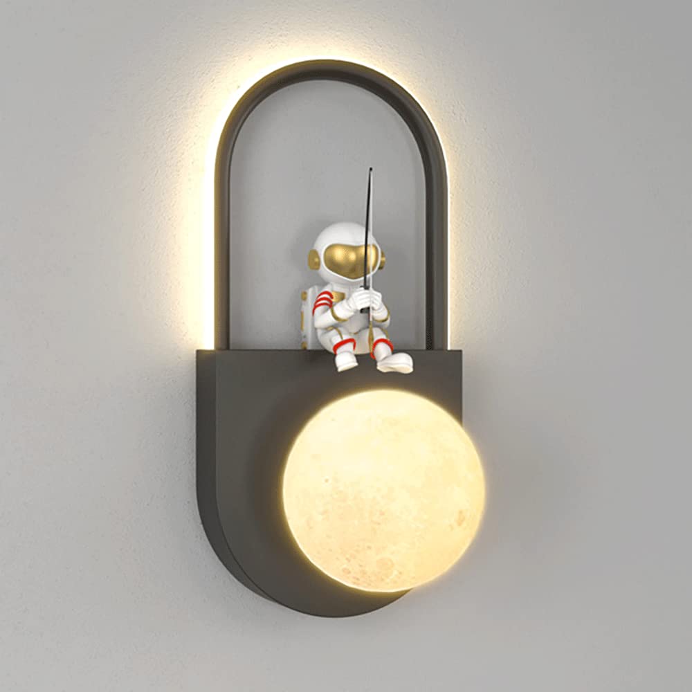 Aplique de pared LED moderno con astronauta de resina para habitacion infantil