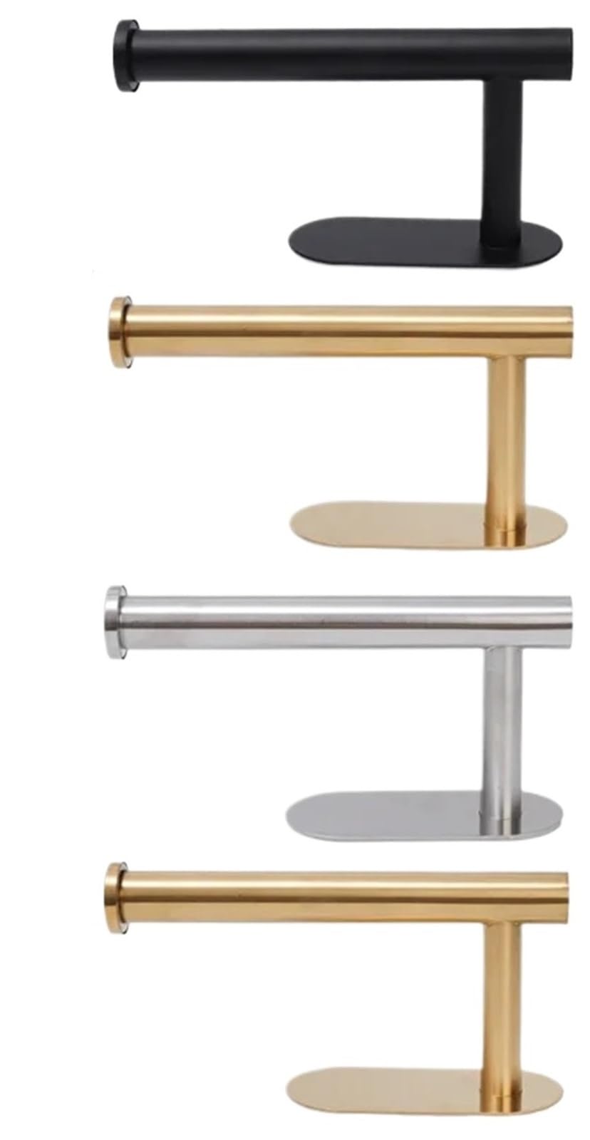 Toilet Roll Holder Wall Mounted Self Adhesive Toilet Paper Holder Gold Stainless Steel Wall Mount No Punching Tissue Towel Roll Dispenser Bathroom Hooks(Sliver combination)