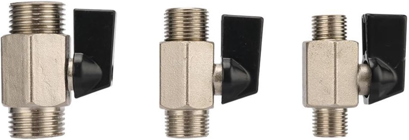 2Pcs Mini Brass Ball Valve 1/4" 3/8" 1/2" Male Thread Air Compressor Valve Garden Water Connectors Irrigation Shut Off Valve(1/2"-Silver-02)