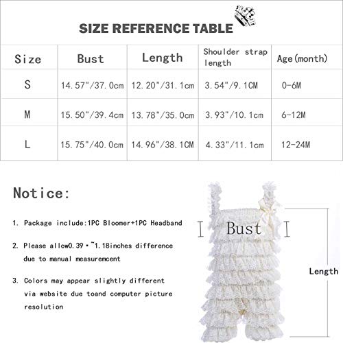 Baby Girls Bowknot Lace Folds Romper And Headband (S(3-6Month), Beige) #TOP5