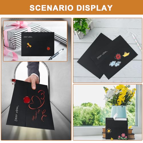 Silunkia Blank Black Envelopes 5 x 7 for Greeting Cards, A7 Envelopes for Festival Blessings, Printable Envelopes Self Seal 110 Packs for Invitations, Postcards, Birthday Cards, Mailing & All Occasion - Thumbnail 6