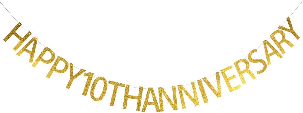 yujiaonly Happy 10th Anniversary Banner Party Decor for Company Anniversary,Wedding Anniversary,Friendship Anniversary