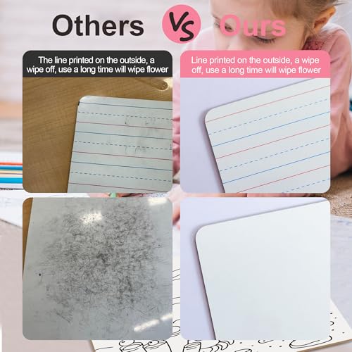 Dry Erase Boards 6 Pack, Double Sided Small Whiteboards with Lines for Kids, Students, Teacher & Classroom Pack, 9\"x12\" Mini Individual White Boards Lined for Writing Math English Practice