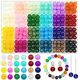 10mm Glass Beads for Jewelry Making, 400pcs 24 Colors Crystal Gemstone Beads Bracelet Making Round DIY Craft Beads Suitable for DIY Craft Necklace Bracelet Phone Lanyard Wedding Decor
