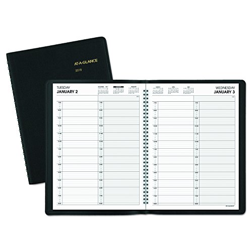 AT-A-GLANCE 7022205 Two-Person Group Daily Appointment Book, 8 x 10 7/8, Black, 2016