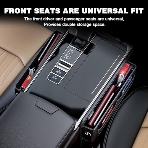 Image of Automaze Car Seat Gap Filler Organizer - Premium Leather, Adjustable Storage Box Organiser for Phones, Wallets, Keys & More - Universal Fit for Cars