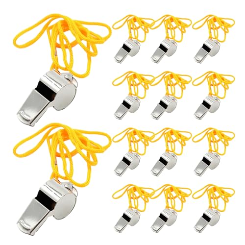 48 silbatos deportivos de acero inoxidable con cuerda miniatura 1