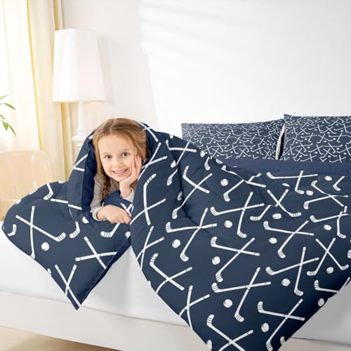 Image of Feelyou Ice Hockey Comforter Set Queen Size 3Pcs for Kids Boys Girls Teens