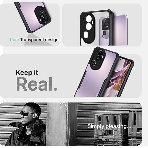 Image of Pikkme Oppo Reno 10 Pro Plus 5G Back Cover | Crystal Clear Transparent Back | Ultra Hybrid | Full Camera Protection | Raised Edge | Bumper Back Case for Oppo Reno 10 Pro Plus 5G (Black)