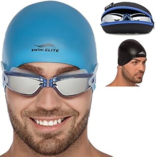 SwimElite Mirrored Swimming Goggles for Men and Women + Exclusive Swim Cap
