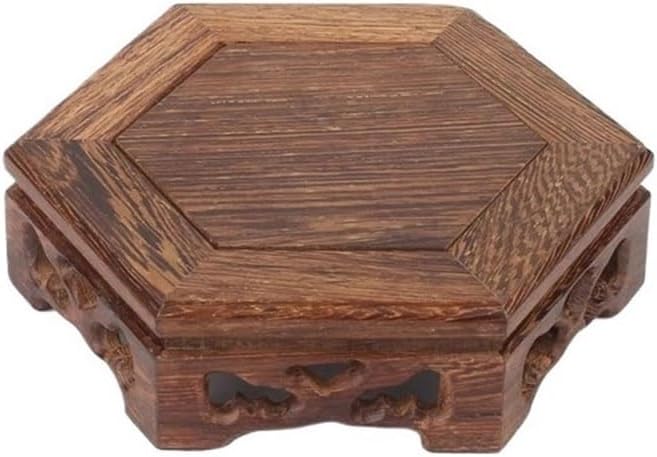 Vase Stand Hexagonal Teapot Bonsai Base, Vases Plants Sculpture Wooden Display Brackets(Small)