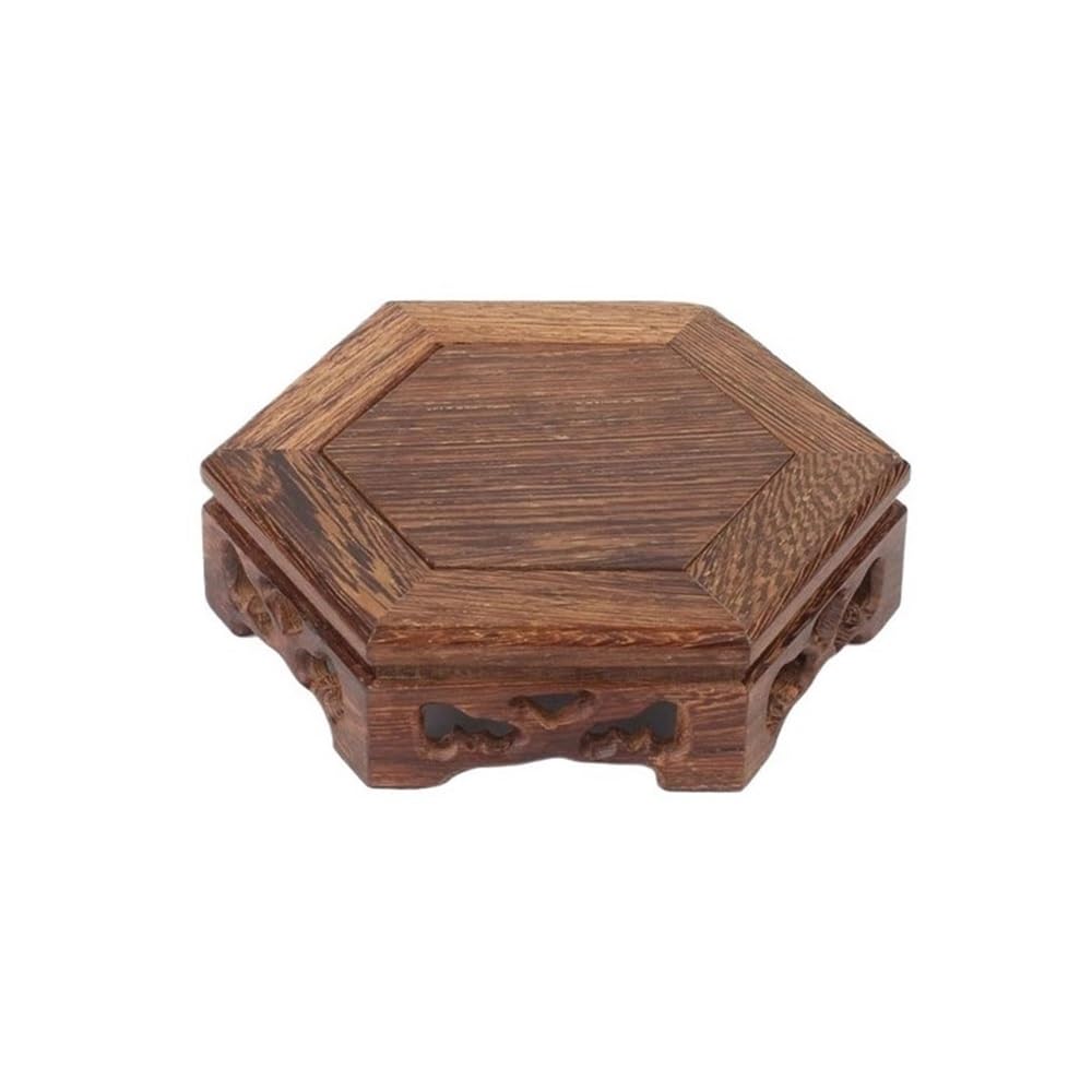 birene Vase Stand Hexagonal Teapot Bonsai Base, Vases Plants Sculpture Wooden Display Brackets(L)