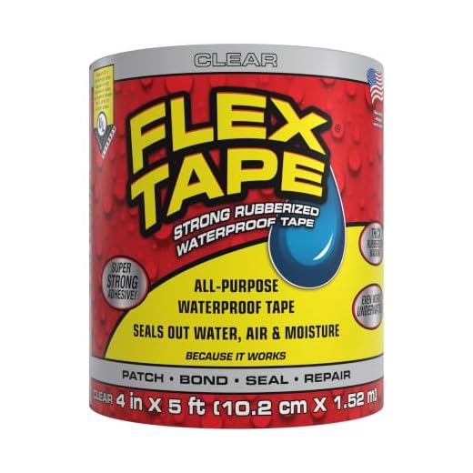 Flex Tape Rubberized Waterproof Tape, 4" x 5', Clear