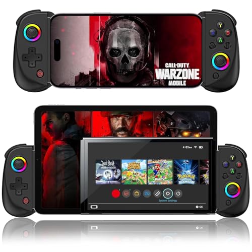Image of BSP D8 Mobile Wireless Gaming Controller Gamepad for iPad /Tablet[Within 5-10 inch] with RGB Hall Effect Joystick /Turbo /6-Axis Gyro /Vibration /Support Streaming /Cloud Gaming for iPhone /Android /PC /Switch /PS4