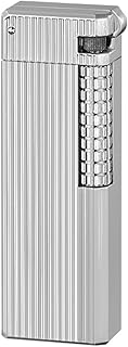 Butane Torch Lighter, Antique Grinding Wheel Oblique Flame Open Flame Lighter, Metal Body with Silver Carving, Portable and Compact, Suitable for Outdoor, Cigar Cigarettes, Candles, Men's Gifts(A)