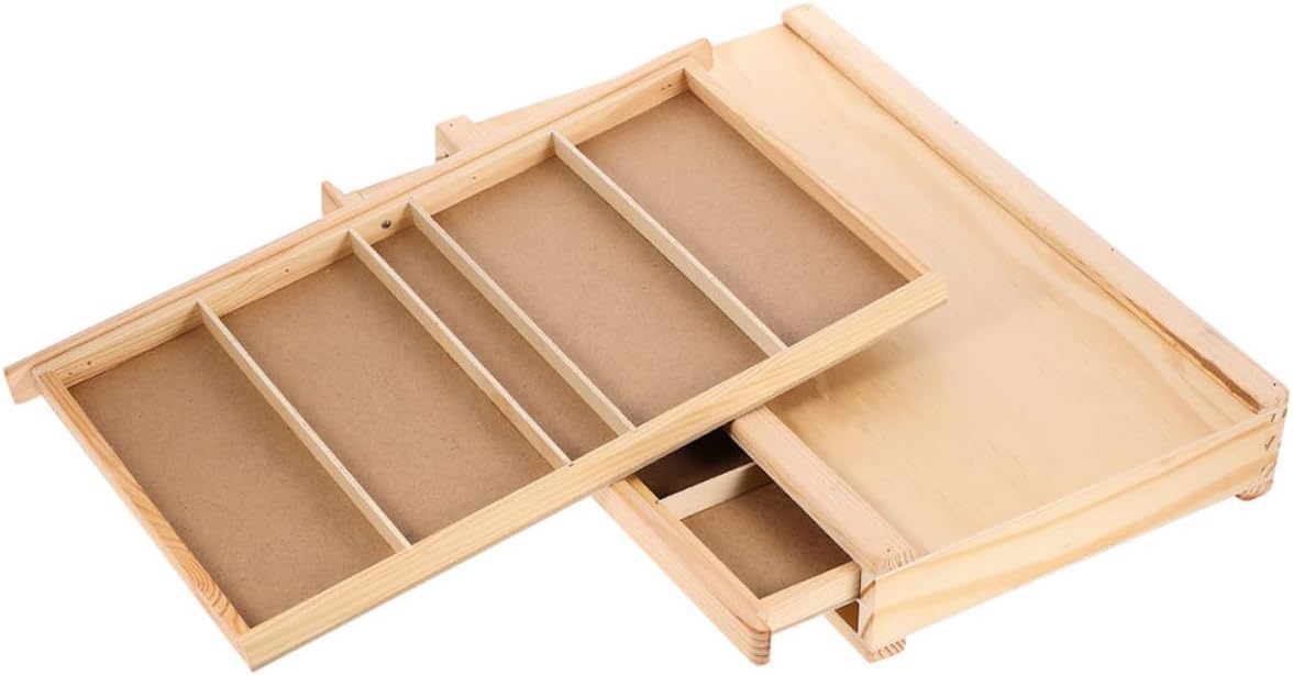 Zerodeko Wooden Artist Storage Box for Paints and Brushes Portable Art Supply Organizer with Compartments Elegant Wood Design for Sketching and Outdoor Use