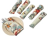 Shalinindia Patterned Cloth Napkins Set of 12 Cotton - 20' x 20' - Premium Table Linens for The Dining Room -Pink, Lilac, Green and Beige Floral